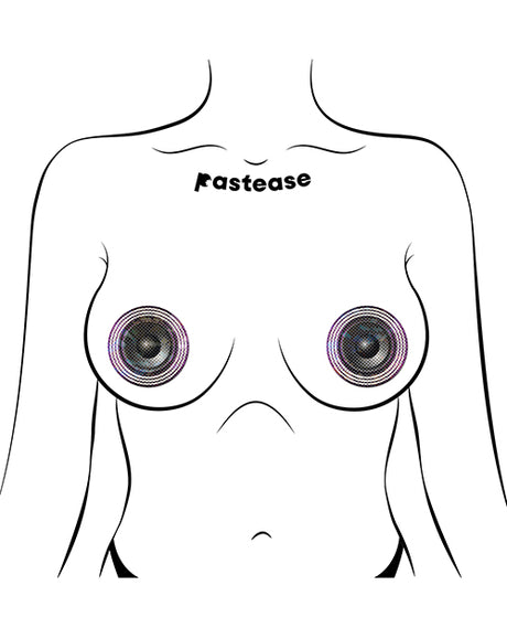 Pastease Subwoofer Speaker Pasties, Black/White — 2.6" O/S