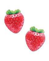 Pastease Sparkly Juicy Berry Red Glitter Velvet Nipple Pasties — One Size