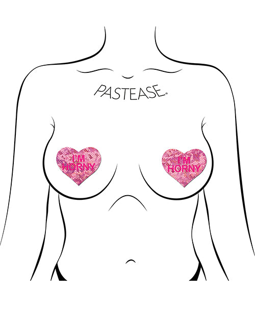 Pastease I'm Horny Heart - Pink/Red O/S by Pastease
