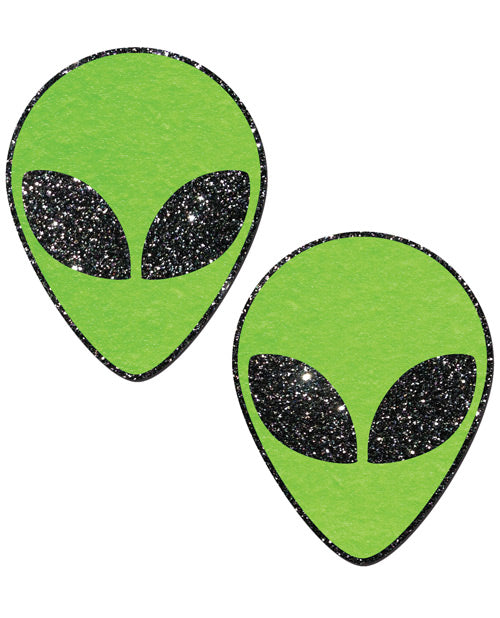 Pastease Premium Glitter Alien Pasties — Green, One Size