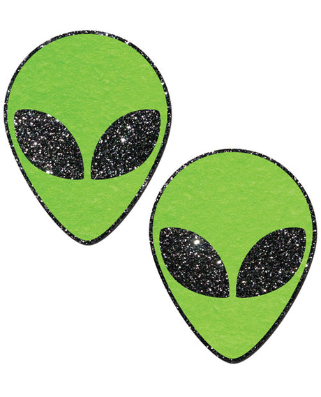Pastease Premium Glitter Alien Pasties — Green, One Size