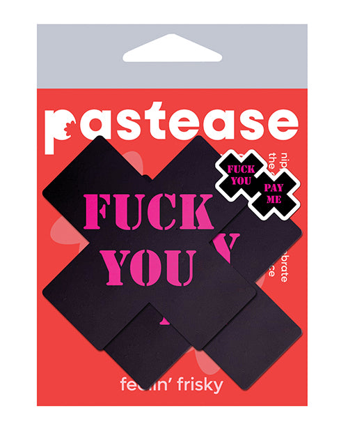 Pastease Fuck You Pay Me Cross - Black/Pink O/S by Pastease