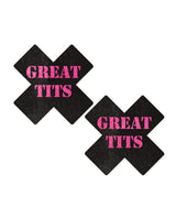 Pastease Great Tits Cross - Black/Pink O/S by Pastease