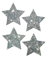 Pastease Petites Glitter Star - Silver O/S Pack of 2 Pair by Pastease