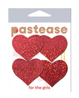 Pastease Premium Petites Glitter Heart - Red O/S Pack of 2 Pair by Pastease