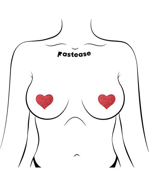 Pastease Premium Petites Glitter Heart - Red O/S Pack of 2 Pair by Pastease