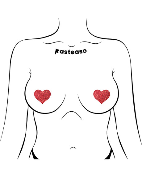 Pastease Premium Petites Glitter Heart - Red O/S Pack of 2 Pair by Pastease