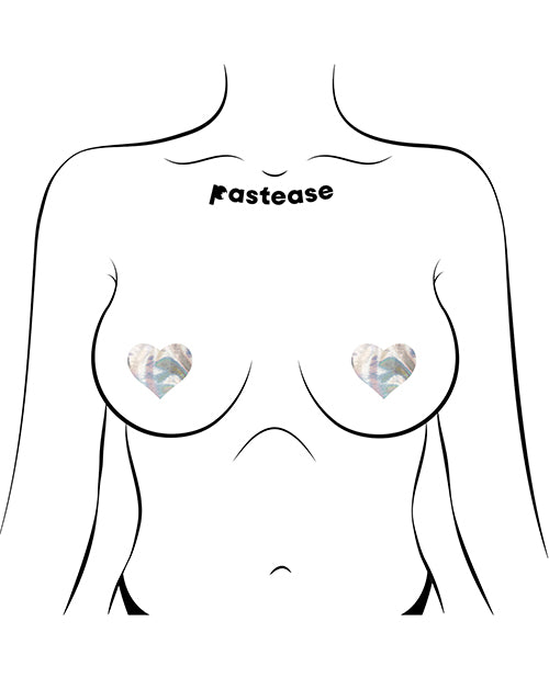Pastease Premium Petites Holographic Heart - Silver O/S Pack of 2 Pair by Pastease