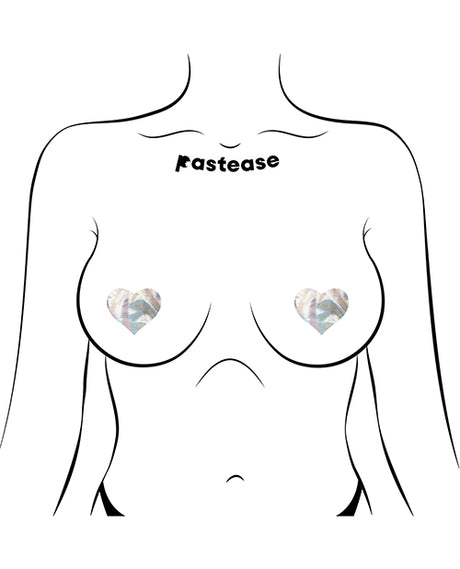 Pastease Premium Petites Holographic Heart - Silver O/S Pack of 2 Pair by Pastease