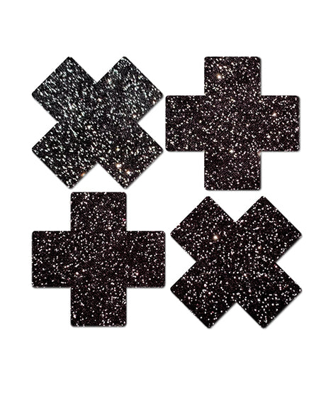 Pastease Petite Sparkle Nipple Pasties — Black, 2 Pair