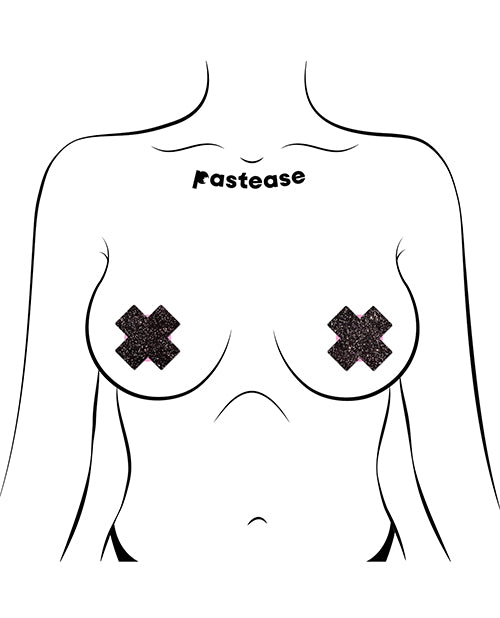 Pastease Premium Petites Sparkle Plus X - Black O/S Pack of 2 Pair by Pastease