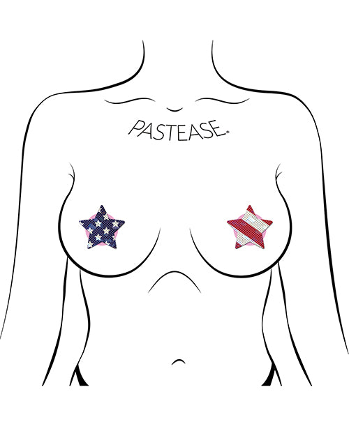 Pastease Premium Petites Glittering Stars & Stripes - Red/White/Blue O/S by Pastease
