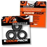 OXBALLS Cockpack 3-Pack Cock Rings — Black Mica - OX-3210-BKM