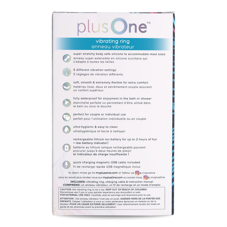 plusOne Vibrating Ring — Rechargeable Waterproof Silicone, 3.05 × 0.79 in - PO6701