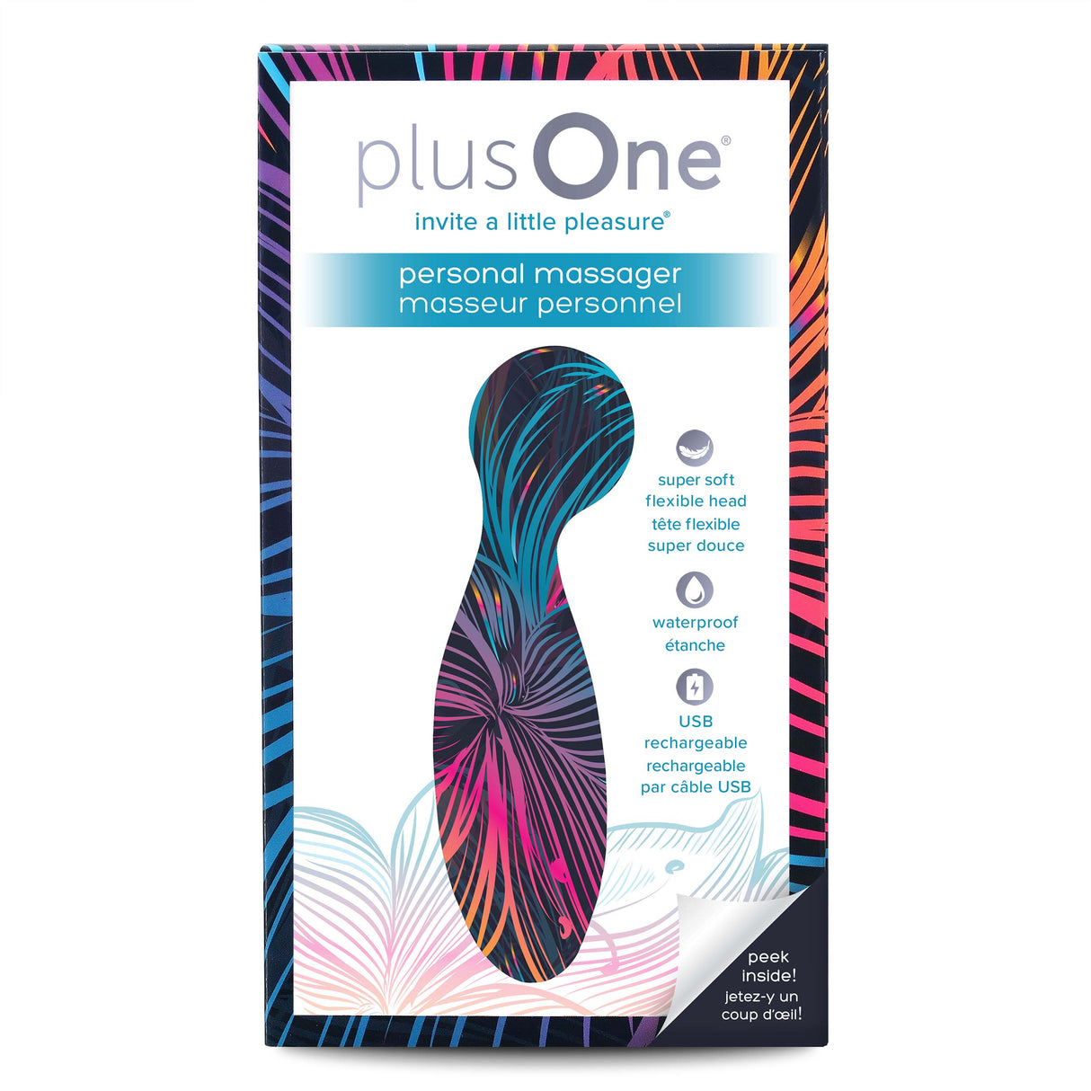 plusOne Personal Massager — Curved Rechargeable Silicone Vibrator, 5.2 in - PO6703