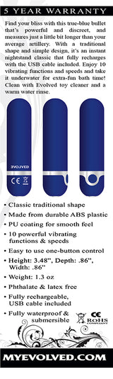 Evolved Novelties My Blue Heaven Rechargeable Bullet Vibrator (Blue) - EN-RS-3152-2