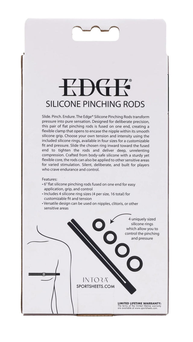 Sportsheets Edge Silicone Pinching Rods, 6 in with 16 Rings - SP0658