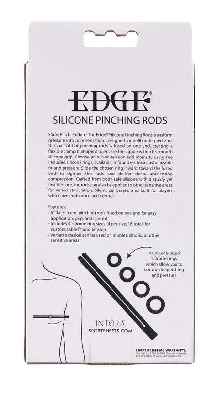 Sportsheets Edge Silicone Pinching Rods, 6 in with 16 Rings - SP0658