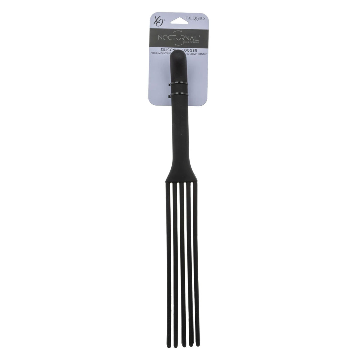 CalExotics Nocturnal Silicone Flogger — Black, Insertable G-Curve Handle - SE2678582