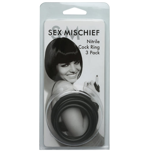 Sportsheets Nitrile Cock Rings 3-Pack (Black, 1.5/1.75/2 in) - SS100-34