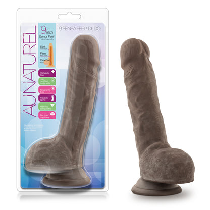 Au Naturel 9 Inch Sensa Feel Dildo - Chocolate by Blush