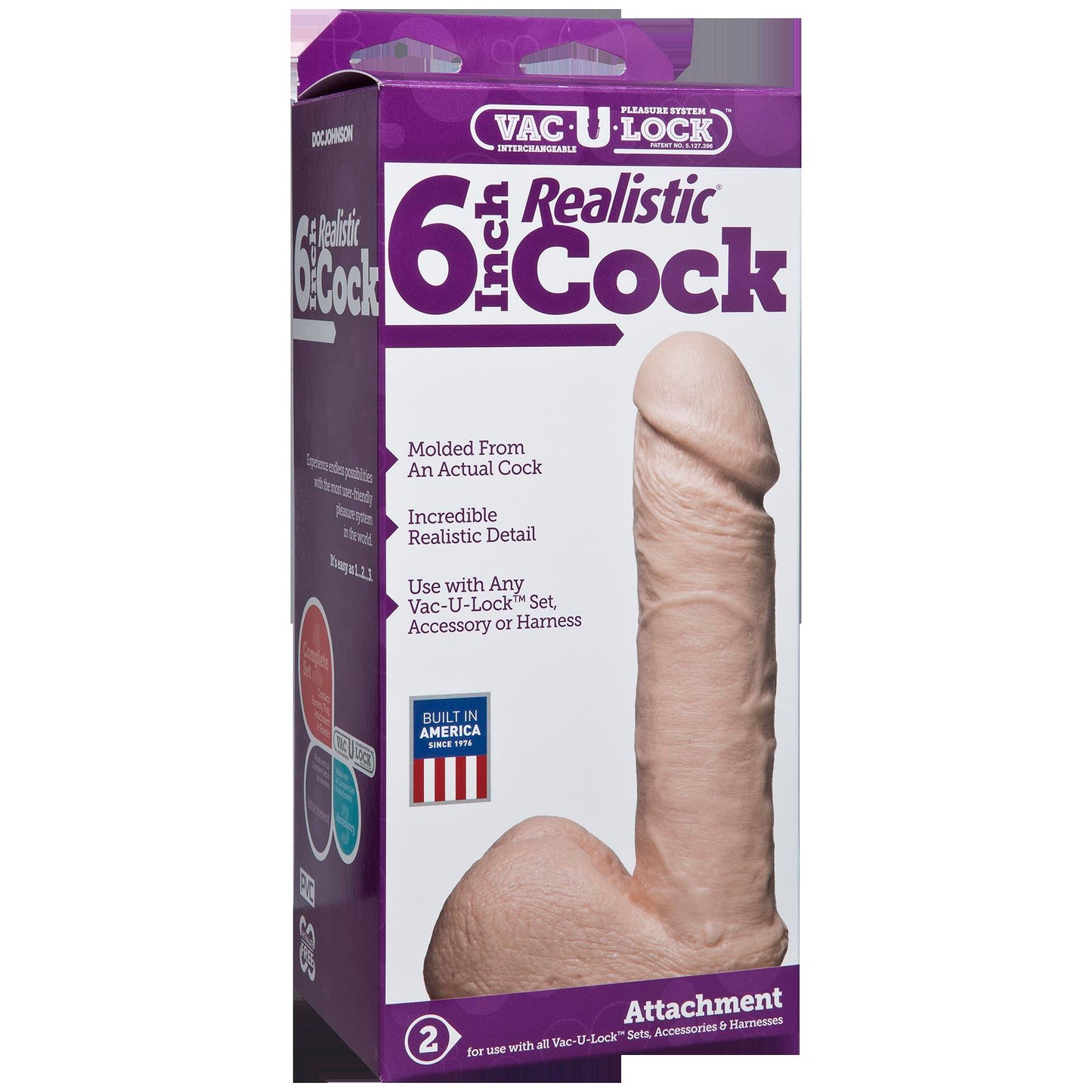Vac-U-Lock 6 Inch Realistic Cock - White by Doc Johnson