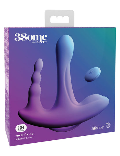 Threesome Rock n' Ride Silicone Vibrator - Purple by Pipedream