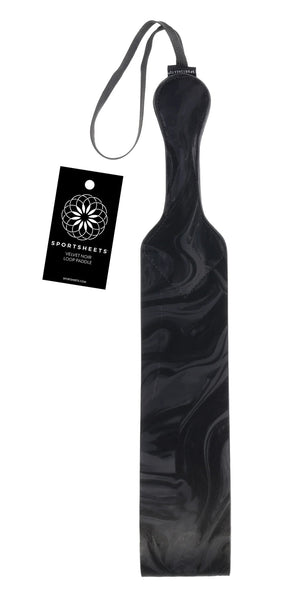 Sportsheets Velvet Noir Loop Paddle — 16.5 long, Marbled Black - SS37008