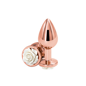 nsnovelties Rear Assets Medium Rose Anal Plug — White - NSN-0965-21