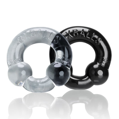 Oxballs Ultraballs 2-Piece Cockring Set — Black & Clear - OX-3010-BC