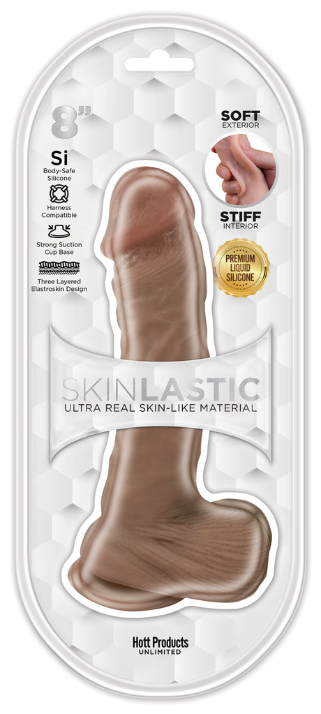 Hott Products Skinlastic Sliding Skin Dildo — 8-Inch with Suction Base - HP3369