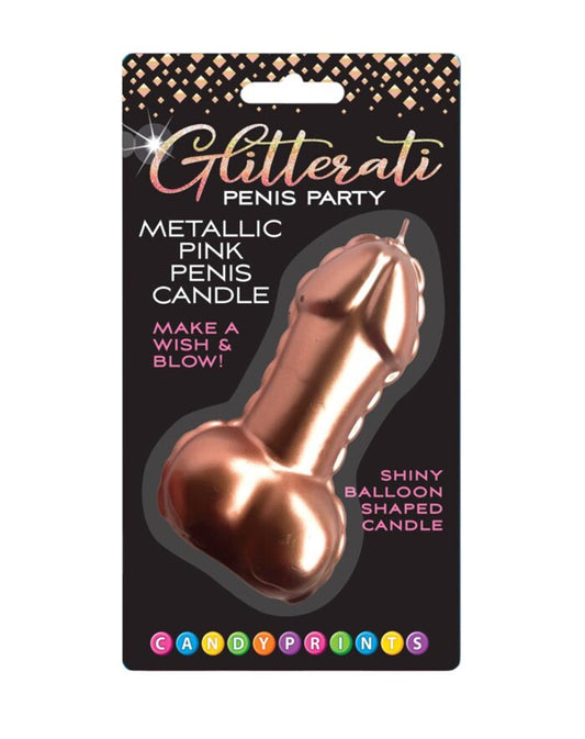 Little Genie Rose Gold Balloon Penis Cake Candle, 4 in - LG-CP1245