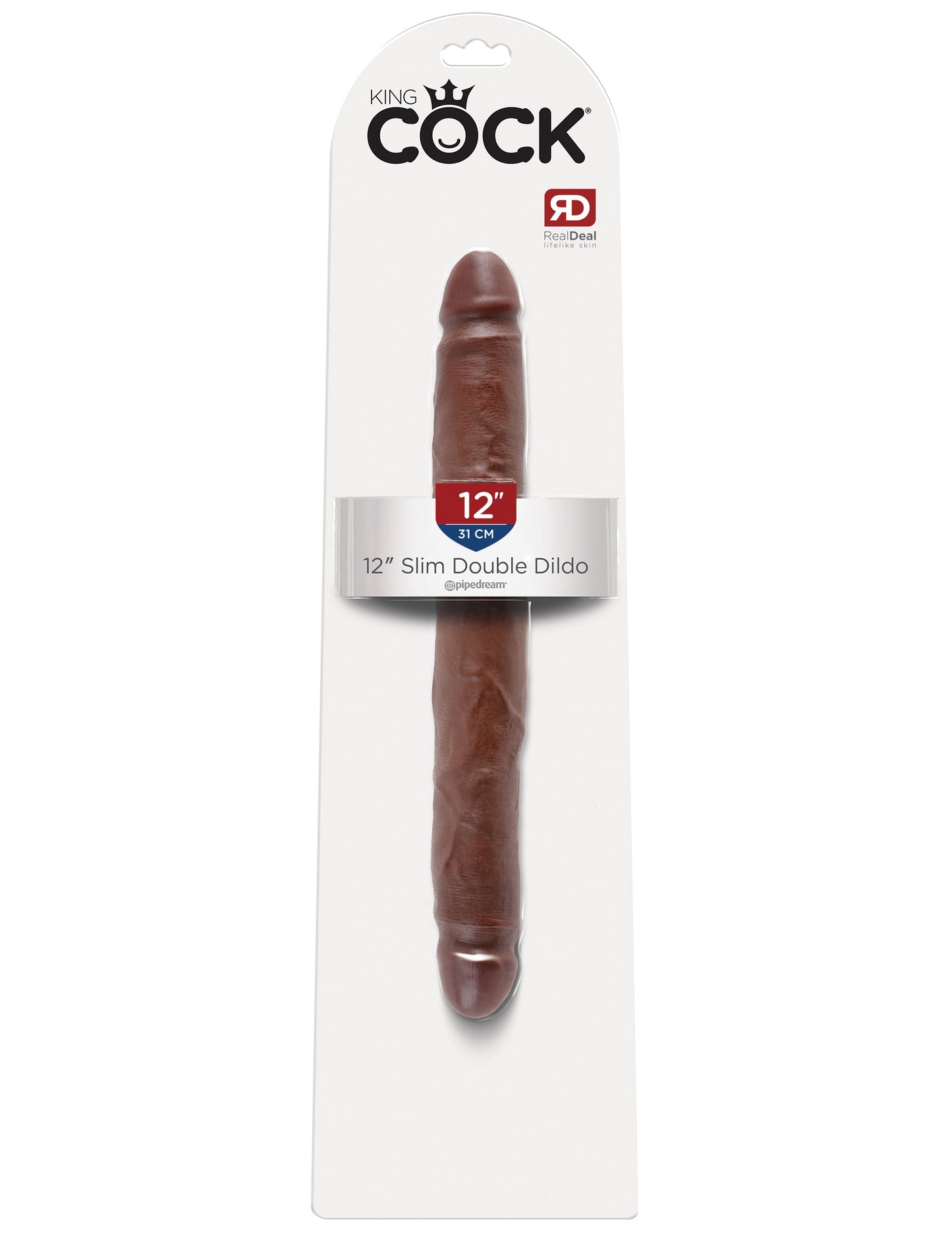 King Cock 12 Inch Slim Double Dildo - Brown by Pipedream