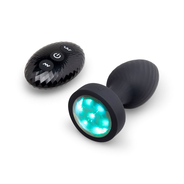 b-Vibe 3.5" Light-Up Butt Plug with Remote — Black - BV4949