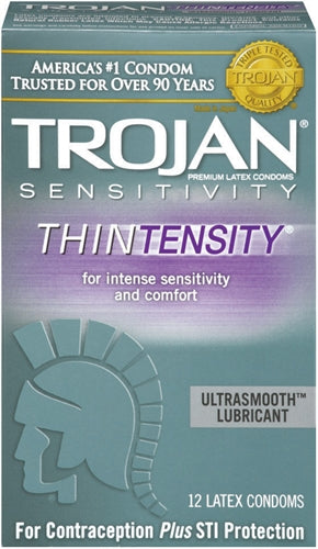 Paradise Marketing Trojan Thintensity Ultra Thin Condoms — 12 Pack - TJ92673