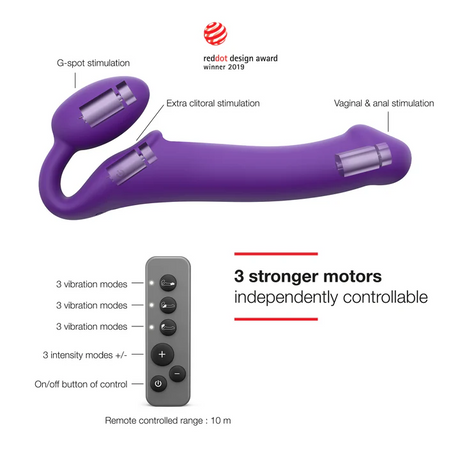 STRAP-ON-ME Vibrating Bendable Strap-On XL — Purple - SM3946