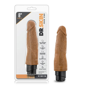 Blush Dr. Skin Cock Vibe 14 — 8 Inch Vibrating Cock, Mocha - BL-11387