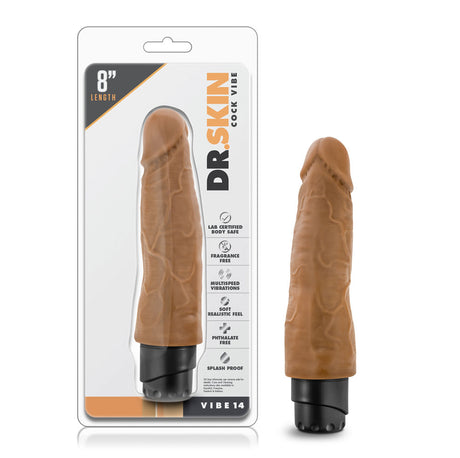 Blush Dr. Skin Cock Vibe 14 — 8 Inch Vibrating Cock, Mocha - BL-11387