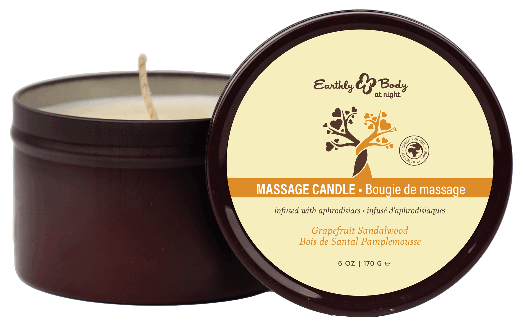 Earthly Body at Night Candle Aphrodisiac Collection Grapefruit Sandalwood 6oz by Earthly Body