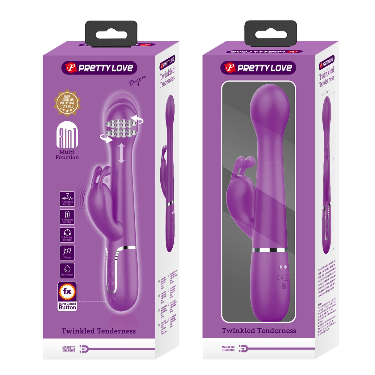 Pretty Love Dejon Rabbit Vibrator — Fuchsia, Dual Motor - BW-500014-3