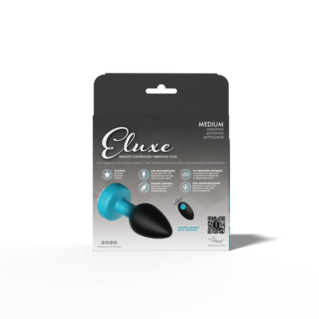 Viben Eluxe Vibrating Anal Plug — Medium Blue Ombre, Clear Gem & Remote - VB-CC9157