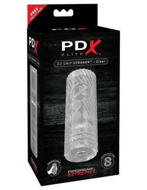 Pipedream PDX Elite EZ Grip Stroker — Clear TPE Handheld - PDRD514