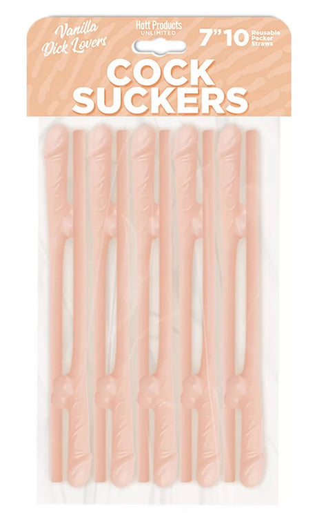 Hott Products Novelty Bachelor Party Straws — Vanilla, 10-Pack - HP3448