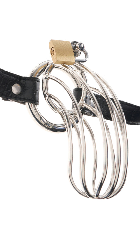 Pipedream Fetish Fantasy Extreme Prisoner Steel Chastity Cage — Black - PD3668-23