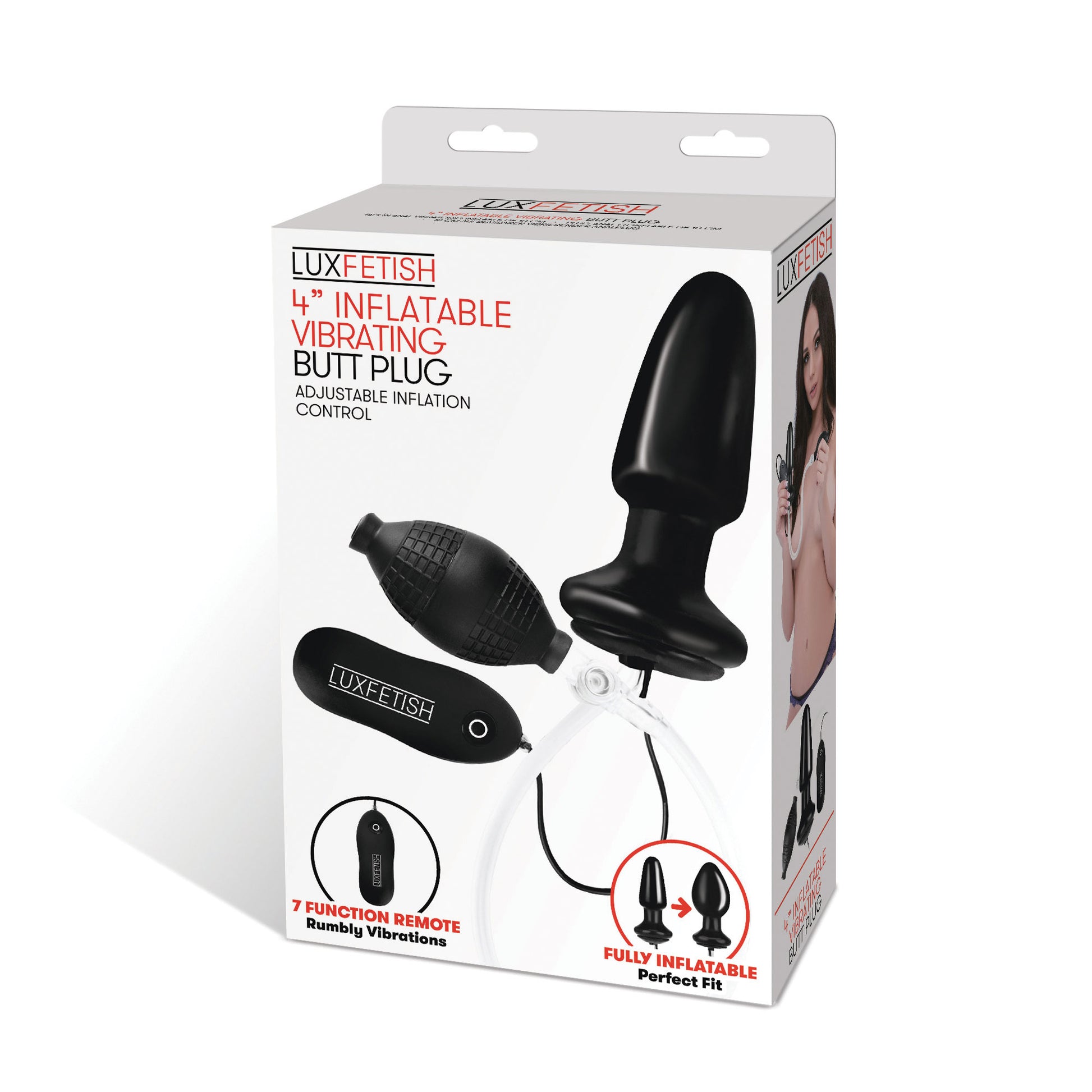 Lux Fetish 4" Inflatable Vibrating Butt Plug by Electric Novelties