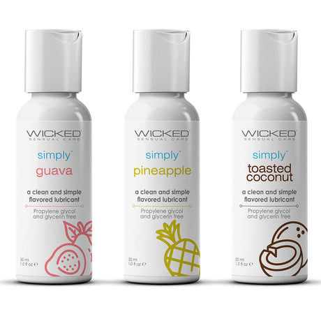 Wicked Simply Tropical Trio Travel Lubes — 3 x 1 oz (Guava, Pineapple, Toasted Coconut) - WS-91190