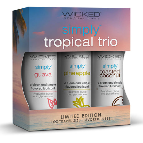Wicked Simply Tropical Trio Travel Lubes — 3 x 1 oz (Guava, Pineapple, Toasted Coconut) - WS-91190