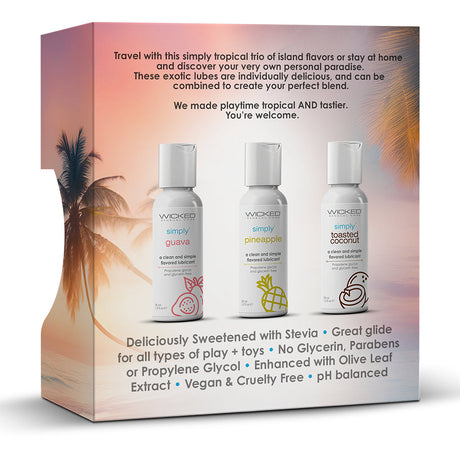 Wicked Simply Tropical Trio Travel Lubes — 3 x 1 oz (Guava, Pineapple, Toasted Coconut) - WS-91190
