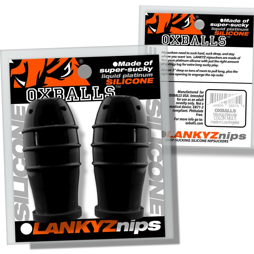 OXBALLS Lankyz Nipsuckers — Black Silicone (71 mm) - OX8652