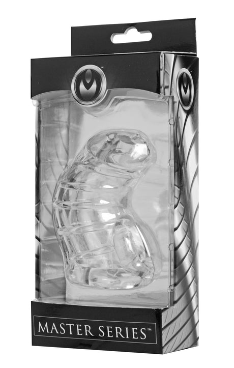 XR Brands Detained Soft Body Rubber Chastity Cage — 4 in, 1.25 in ID - MS-AE408